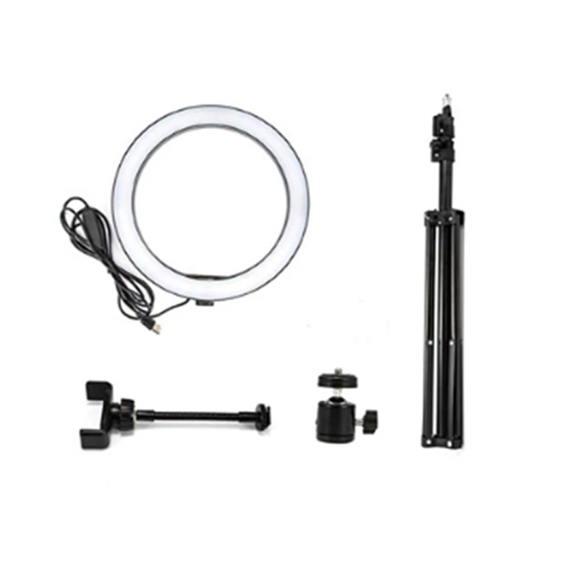 

10 Inch LED Ring Light Mobile Phone Live Support Ring Shape Fill Light Aluminum Alloy Tripod Multi-Function Bracket