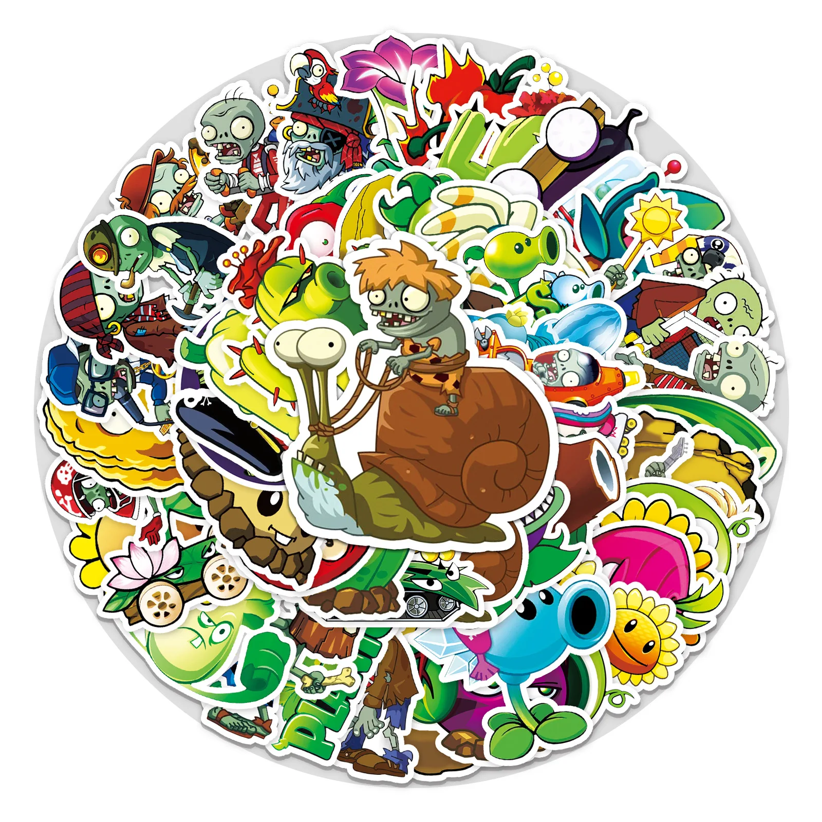 

50Pcs Plants Vs. Zombies Game Graffiti Sticker Waterproof For Kid Pegatina Stationery Skateboard Laptop Guitar Anime Toy Gifts
