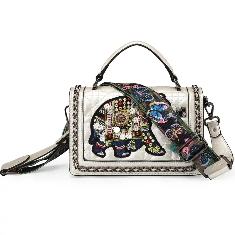 Вышитая слоном Высококачественная Новинка 2020 маленькая квадратная сумка на одно
