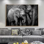 Черно-белые Слоны, африканские слоны, Картина на холсте, плакаты и принты, дикие животные, Куадрос, настенные картины для декора гостиной