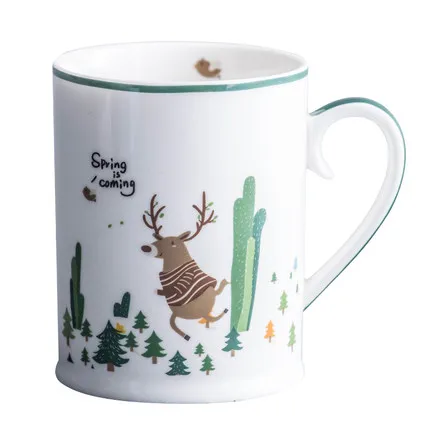 Керамическая Кружка Рождественский олень с крышкой и ложкой чашка для кофе