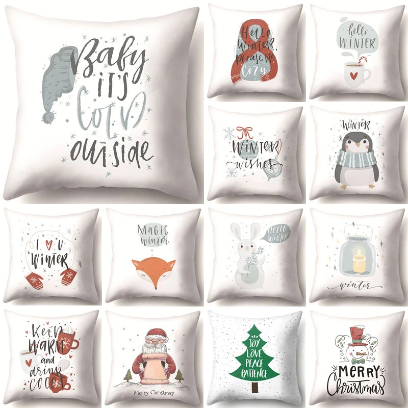 Санта Клаус снеговик рождественские Наволочка на подушку размером 45*45 см