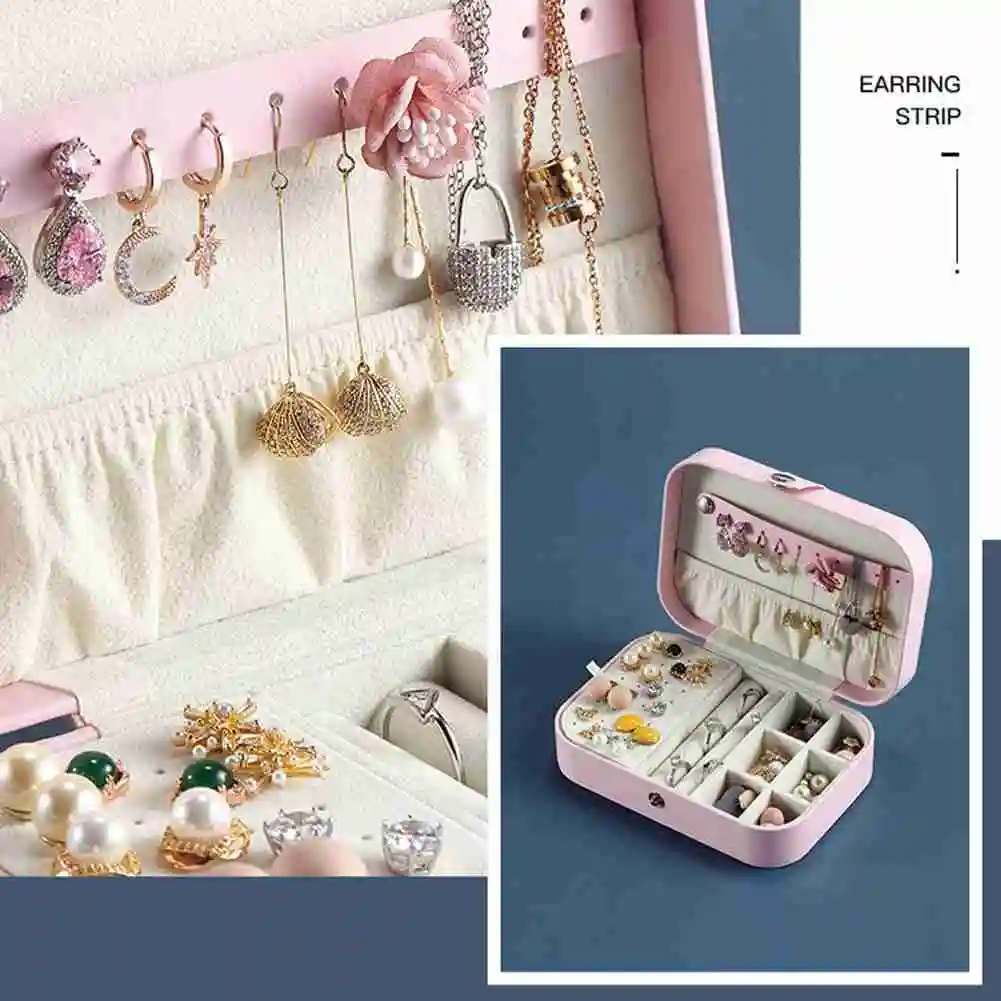

Leather Square Jewelry Box Necklace Earrings Bracelets Jewelry Organizer Portable Travel Jewelry Storage Large Space Case Gift