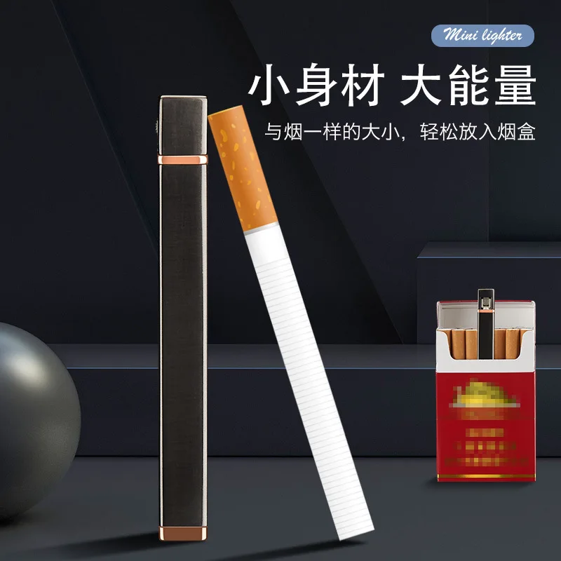 Портативная металлическая зажигалка компактная длинная многоразовая газовая