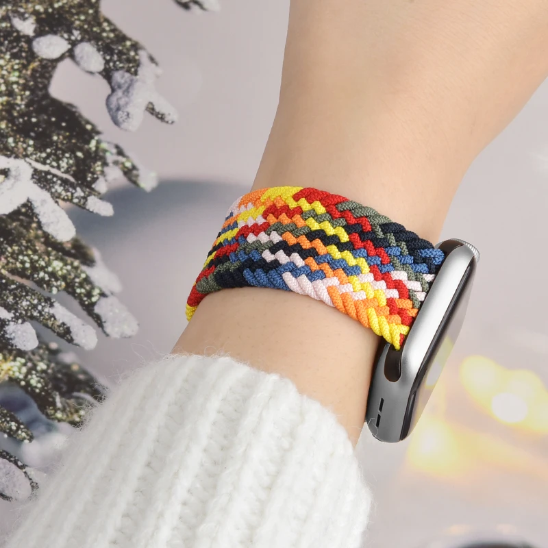 

Braided Solo Loop For Apple watch strap 44mm 40mm 38mm 42mm 40 44 mm FABRIC Nylon Elastic bracelet iWatch series 3 4 5 se 6 band