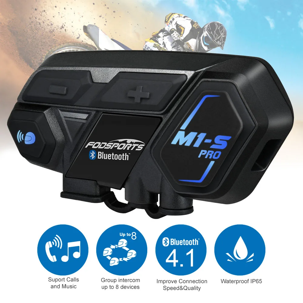 Bluetooth 4,1 M1-S Pro мотоциклетный Bluetooth шлем гарнитура Интерком до 8 гонгонщиков группа говорящий мотоцикл Водонепроницаемый домофон