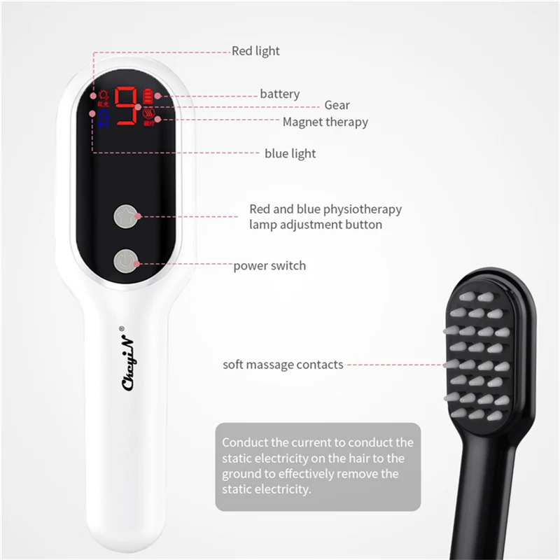 

Magnet Therapy Light Hair Growth Massage Comb Vibration Anti Hair Loss Hair Brush Rechargeable Hair Massager Head Care Device