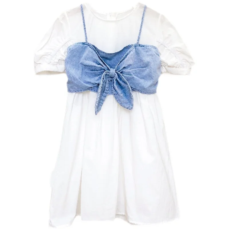 

2163 denim and cotton skirt