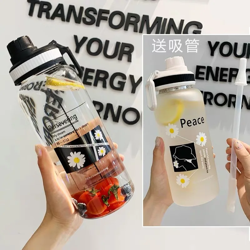 Стеклянная соломенная бутылка для воды летние необходимые принадлежности 700