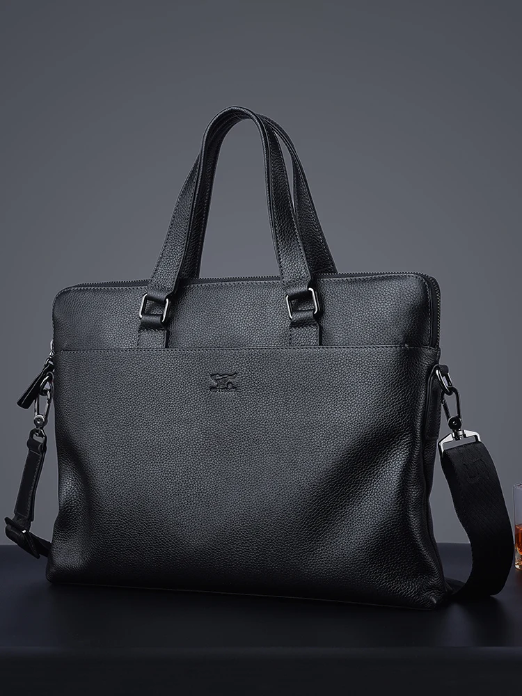 Men's Bag Handbag Casual Business Genuine Leather Trendy Leather Bag Cowhide Leather Briefcase New Official Business