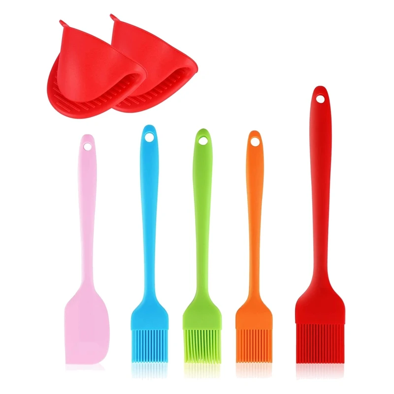 

Basting Brushes with Mini Oven Gloves,Silicone Pastry Brushes Oil Brush,for BBQ Grill Barbecue Baking Kitchen Cooking