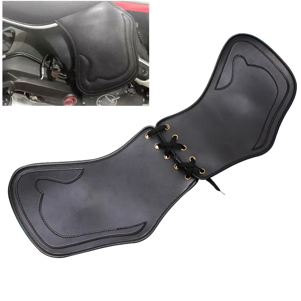 

2pcs Motorcycle Heat Saddle Shield Deflectors PU Leather Universal For Harley Touring Softail Dyna Sportster XL883 Black