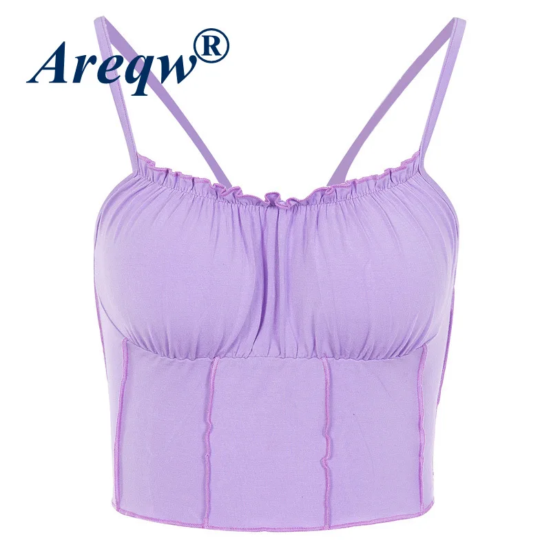 

Sexy Scheming Small Sling Summer One-shoulder Wooden Ear Vest Women's Outer Wear Small Fresh and Fashionable Women's Clothing