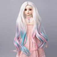 aidolla 14 bjd doll hair wig gradient color long curly hair diy bjdsd doll accessories big roll wavy wig for girl diy doll