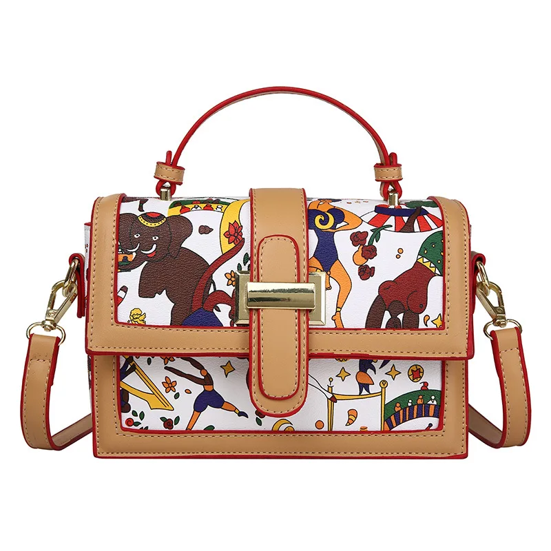 

Fashion Purses Funny Cartoon Printed Flap Satchels Women Crossbody Handbags Designer Bag Large Square Shoulder Messenger Bags