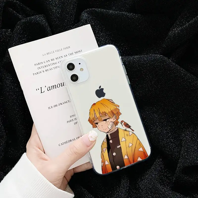 

Anime Kimetsu no Yaiba cool Phone Case Transparent for iPhone 6 7 8 11 12 s mini pro X XS XR MAX Plus cover funda shell