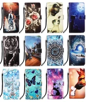 flip cover for samsung galaxy a02s a03s a12 a32 a52 5g animal flower painted pu leather case stand cover wallet card slots shell