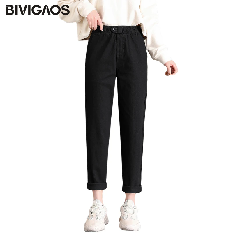 BIVIGAOS Новый Для женщин Свободные Повседневное штаны бабушка шаровары Высокая