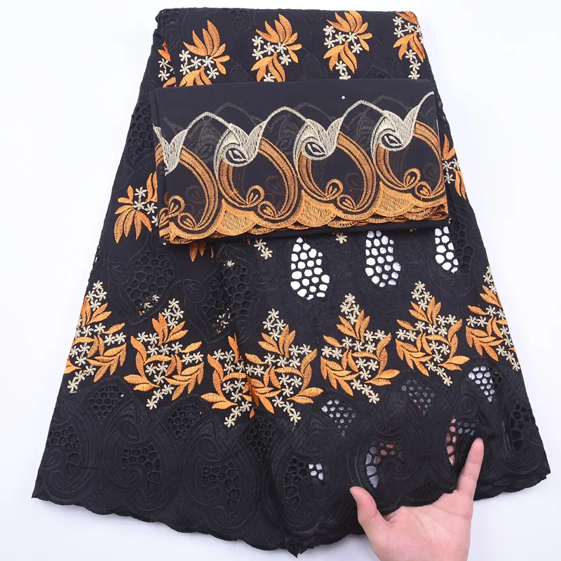 Черное африканская сетчатая кружевная ткань французское 100% хлопковое кружево с вышивкой 2020 высокое качество швейцарское кружево в Швейцарии 5 + 2 ярдов/партия