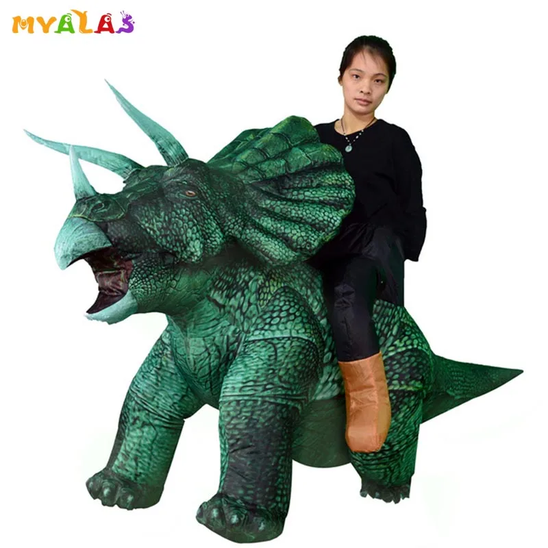 Надувной наряд Трицератопс для езды на Хэллоуин костюмы динозавров взрослых и