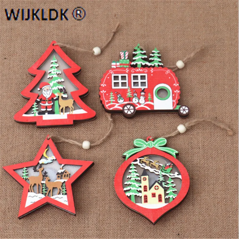 Santa Three-dimensional Glowing Ornaments Christmas Tree Pendant Home Star New Year Decoration Children Gift-C | Дом и сад
