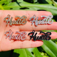 5pcs hustle word charms for jewelry making bling crystal stone micro pave letters pendant women bracelet necklace bangle earring