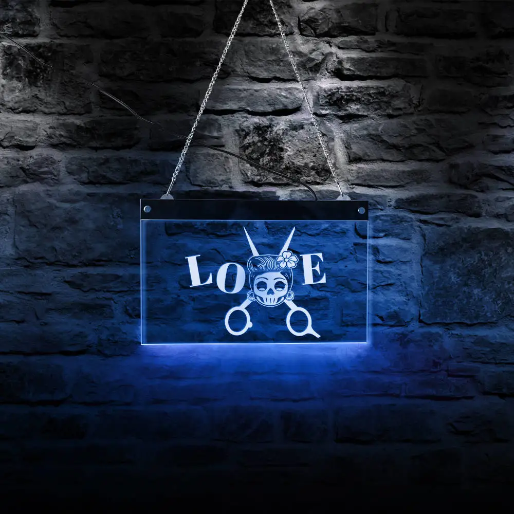 Модный парикмахерский ножничный светильник с ножницами вывеска для стрижки