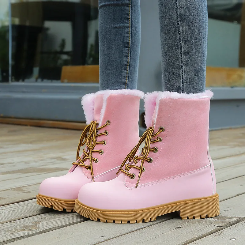 

Winter New Snow Boots Women's Mid-tube Thick-soled Martin Boots Short Boots Casual Plus Velvet Thick Warm Boots Chunky Boots