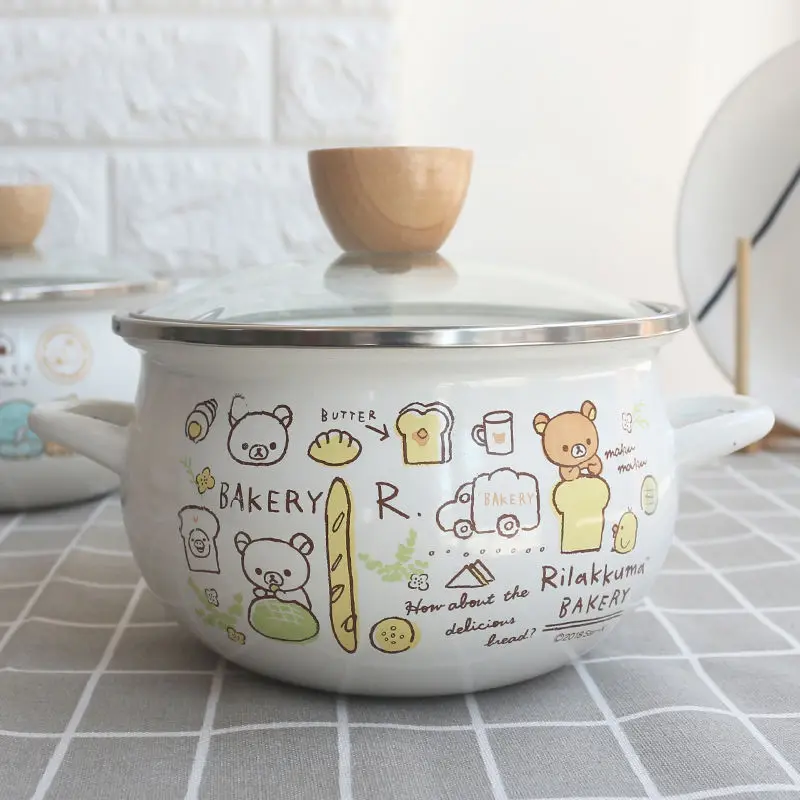 Soup Pot Enamel 16cm Small 1.5L Thick Hot Instant Noodle Cookware Set Ollas De Cocina Kitchen | Дом и сад