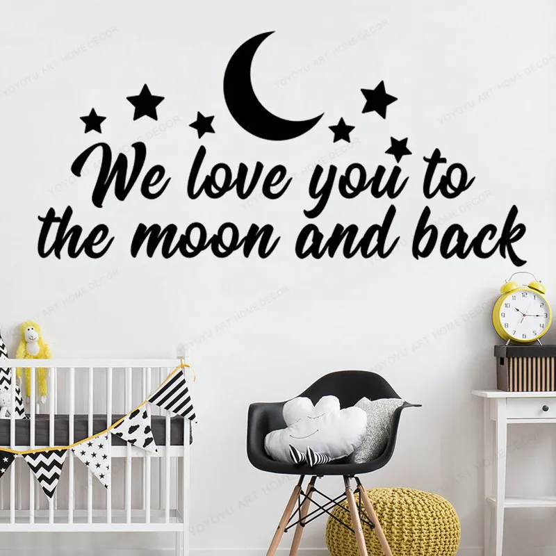 

We Love You To The Moon And Back Vinyl wall decor Nursery kids room wall sticker boys bedroom removable art mural HJ1178