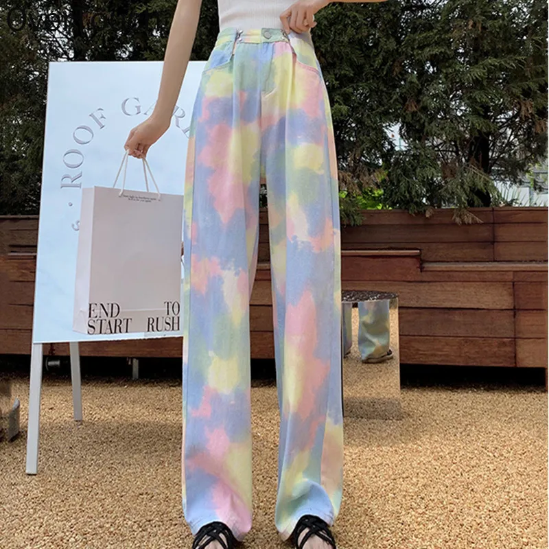 

Overtouch Woman Jeans High Waist Wide Leg Denim Clothing Blue Streetwear Vintage Quality 2021 Fashion Harajuku Straight Pants