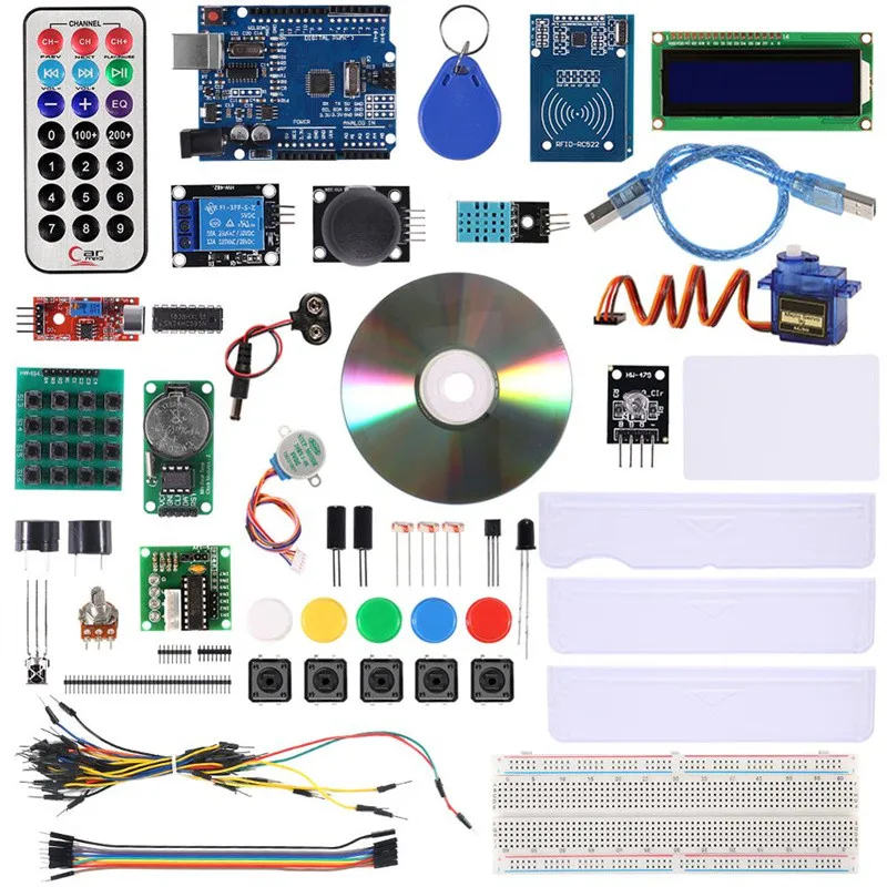 

Learning Version Starter Kit for Arduino Uno R3 - Uno R3 Breadboard and holder Step Motor / Servo /1602 LCD / jumper Wire/Uno R3