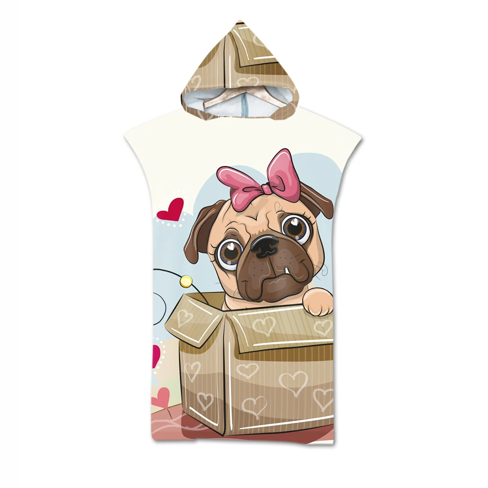 Микрофибра гидрокостюм изменение халат пончо с капюшоном милым принтом