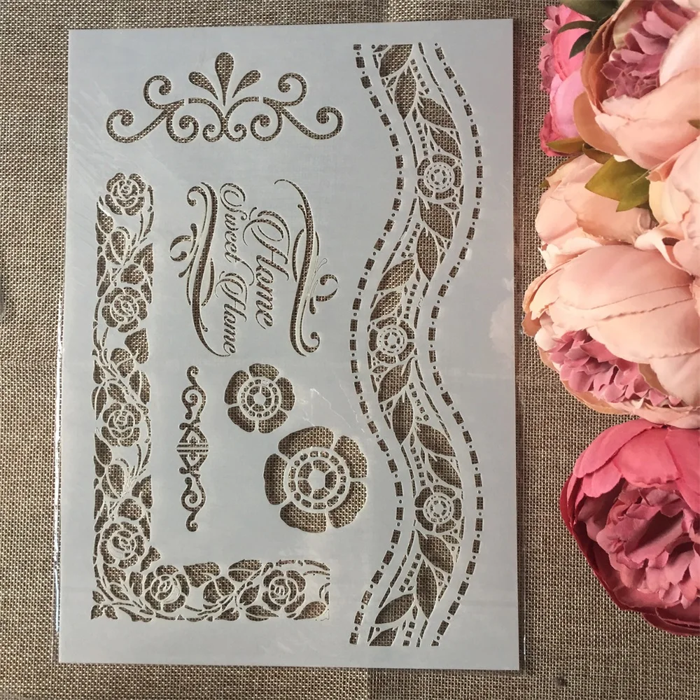 4 шт./компл. A4 Парижские буквы волнистый цветок DIY слойные трафареты картина