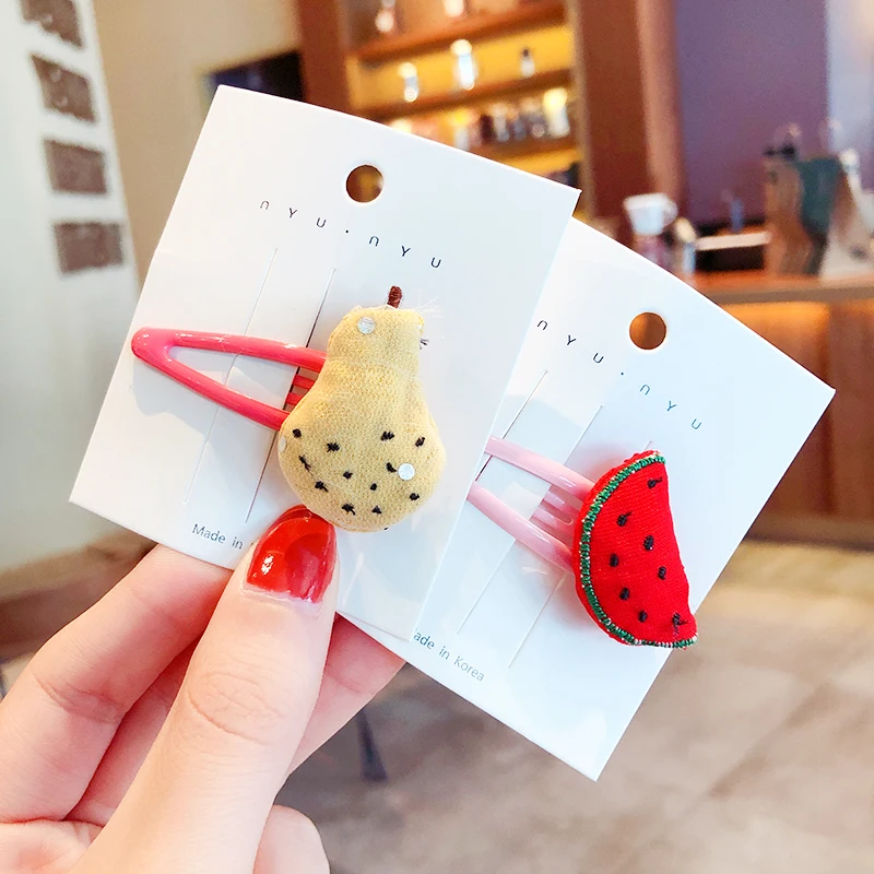 Новинка Детские милые заколки для волос с изображением вишни арбуза клубники