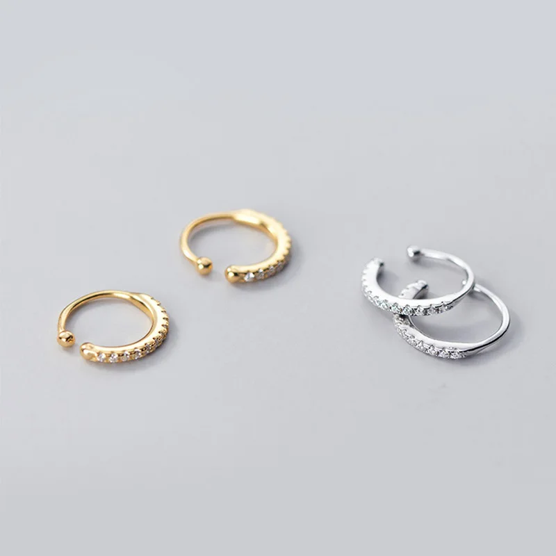 Женские серьги-Клипсы из стерлингового серебра 925 пробы без пирсинга с фианитом