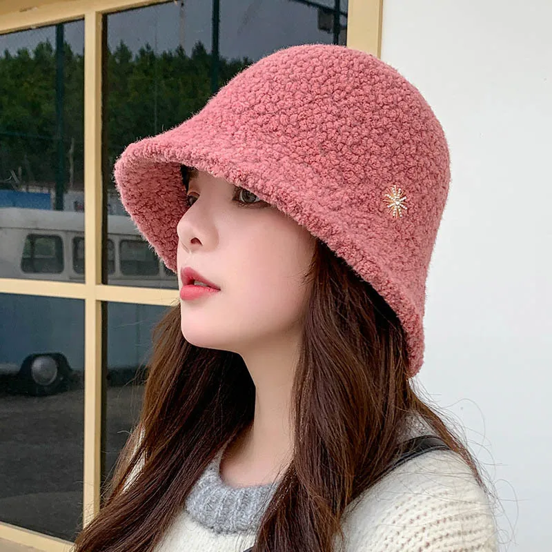 2020 Cap Autumn Winter New Women Lmitation Lambswool Bucket Hats Fashion Casual Outdoor Keep Warm Fdoras 8 Color QDKPOTC