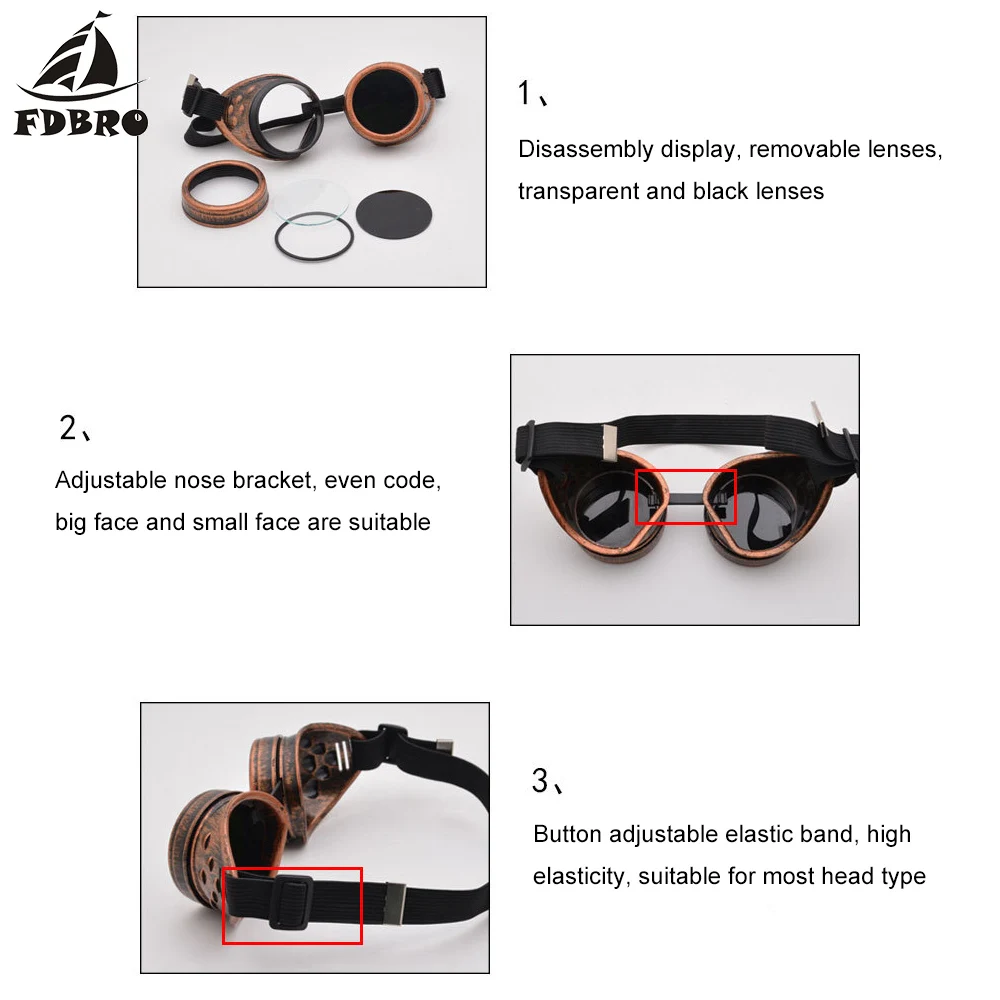 FDBRO винтажные стильные солнцезащитные очки унисекс для сварки панк косплея Lunette