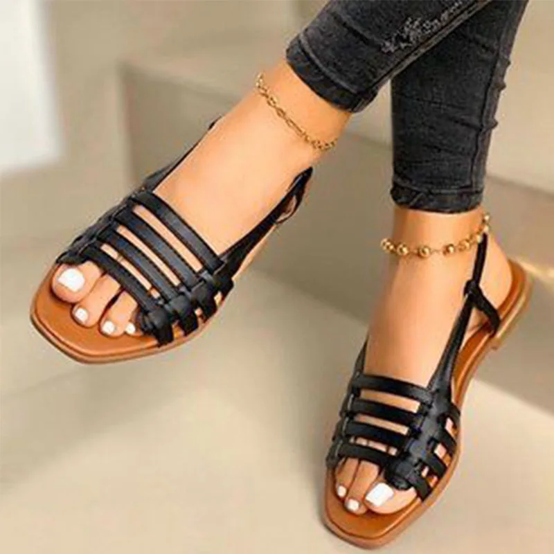 

2020 Women Sandals Woman Open Toe Casual Beach Shoes Female Hollow Out Flats Women's Outdoor Summer Footwear Plus Size
