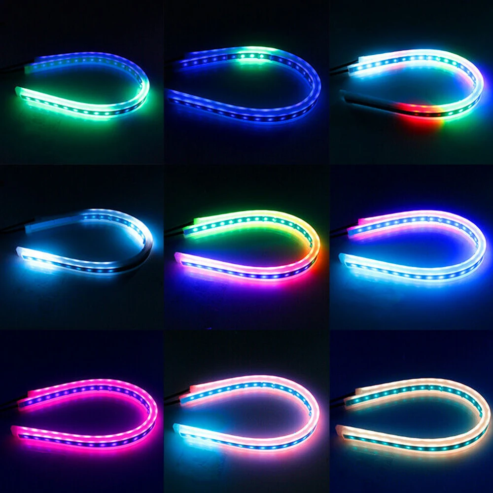 Тонкий гибкий светодиодный DRL неоновая полоска управление через приложение RGB 60