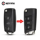 KEYYOU, 10 шт., Modifed, 3 кнопки, складная модель для Volkswagen VW Golf 7 Jetta Passat Beetle Polo Bora HU66 Blade