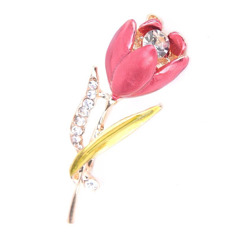 

Elegant Tulip Flower Brooch Pin Rhinestone Crystal Costume Jewelry Clothes Accessories Jewelry Brooches For Wedding
