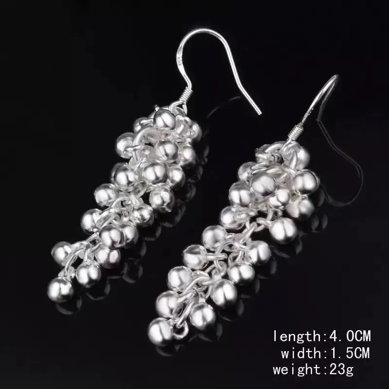 Серебряные ювелирные изделия женские серьги 925 Brincos Plata Long Orecchini Oorbellen из винограда