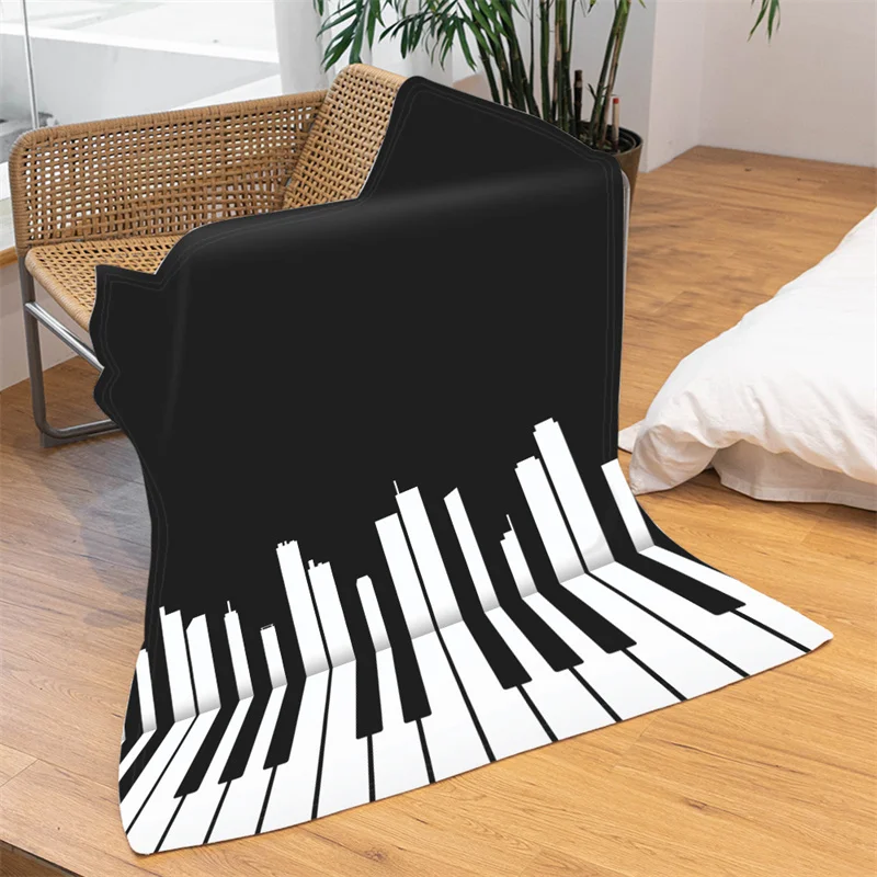 

Throw Blanket 3D Black And White Piano Key Printing Blanket Home Sofa Cover 2021New Nordic Style Children Adult Home Decoration