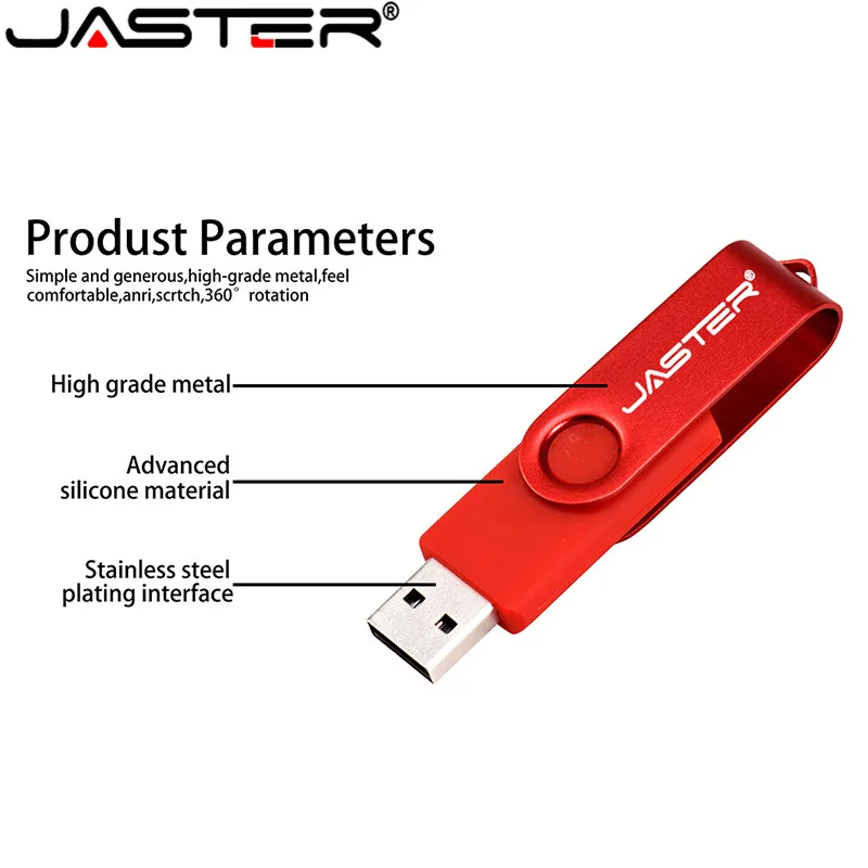 JASTER бизнес пластиковый USB флэш накопитель портативный 4 ГБ 16 32 вращающаяся карта