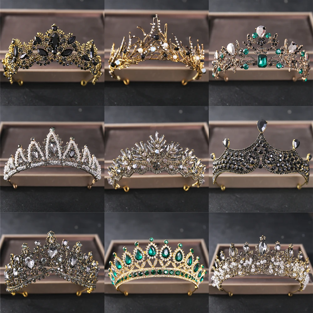 Тиара в стиле барокко ретро Черная Корона роскошные короны принцессы с