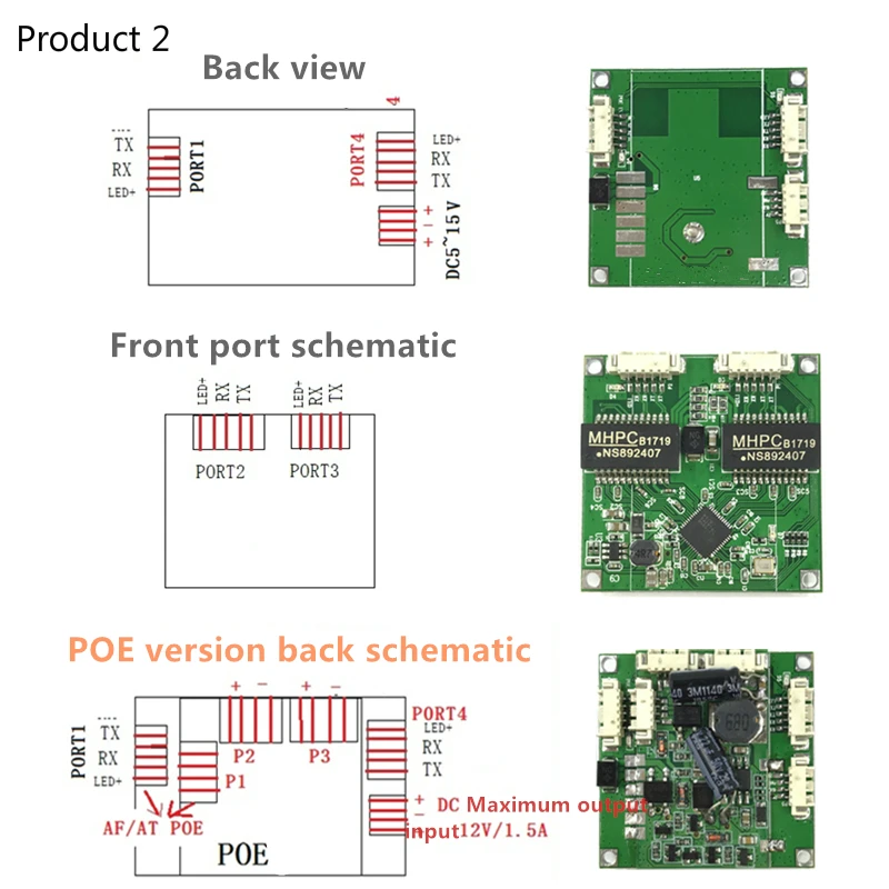 

Buck POE module Switch board 802.3af/AT port power supply 30w for ip cameras nvr ip phone 3/4100M switch PD separation buck 12v