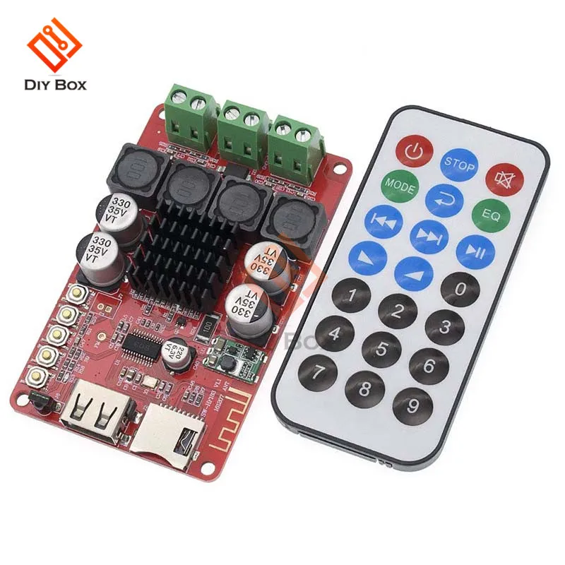 

TPA3116 Bluetooth Amplifier Board Audio Receiver 50W+50W TF Card U Disk MP3 Decoder Music Player With Remote Control