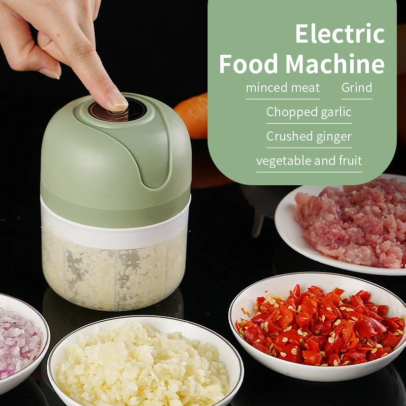 

USB Charging Automatic Mini Electric Garlic Chopper Ginger Food Stirrer Meat Masher Machine Chili Vegetable Crusher Kitchen Tool