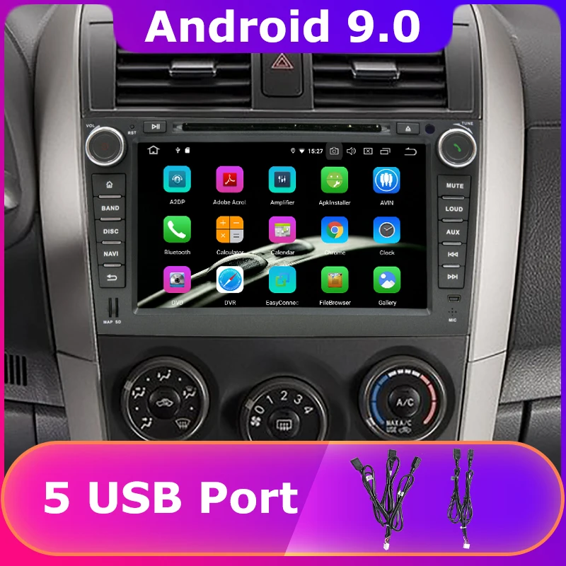 5 USB портов PX6/Octa Core Android 9 0 автомобильный DVD плеер для Toyota Corolla 2007 2008 2009 2010 2011
